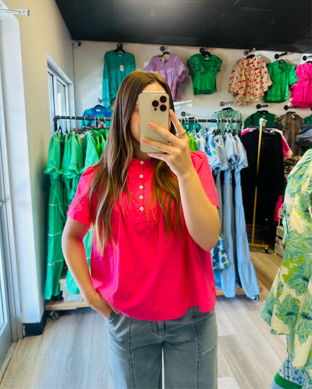 Pink button blouse