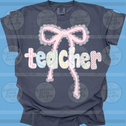 Bow Quilted Teacher Comfort Color Tee