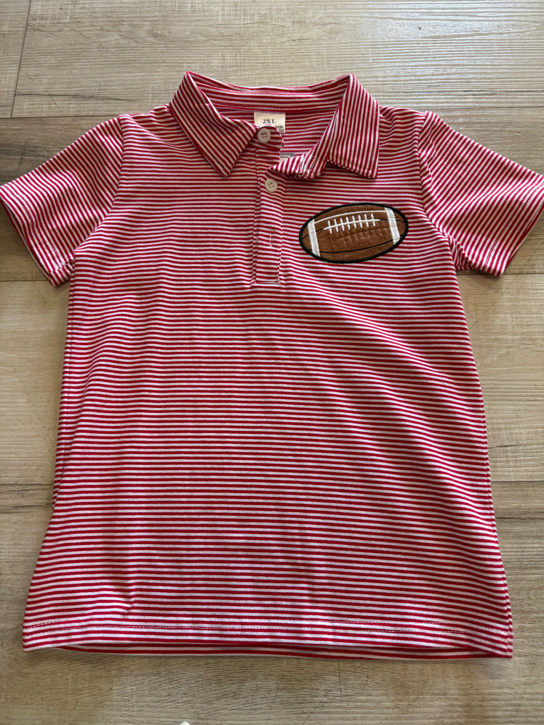 Red stripe boys football top