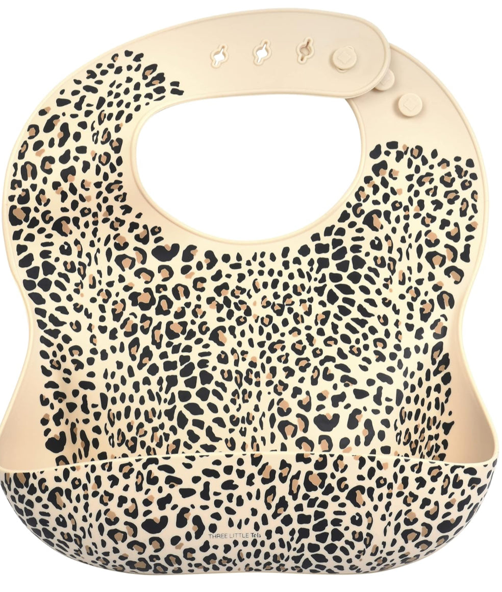 Cheetah print silicone bib