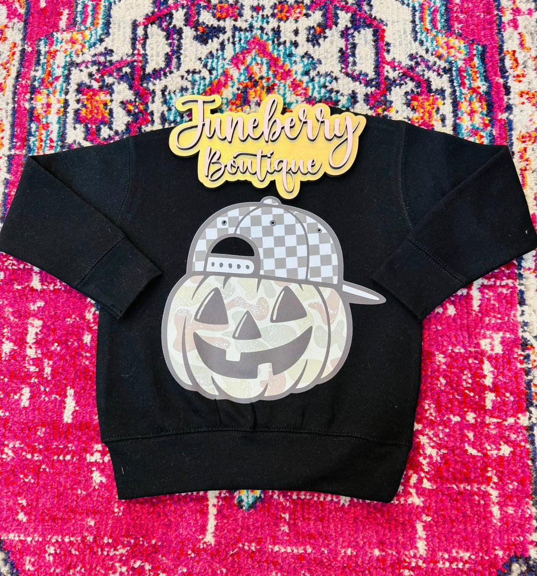 Black Camo Pumpkin Crewneck