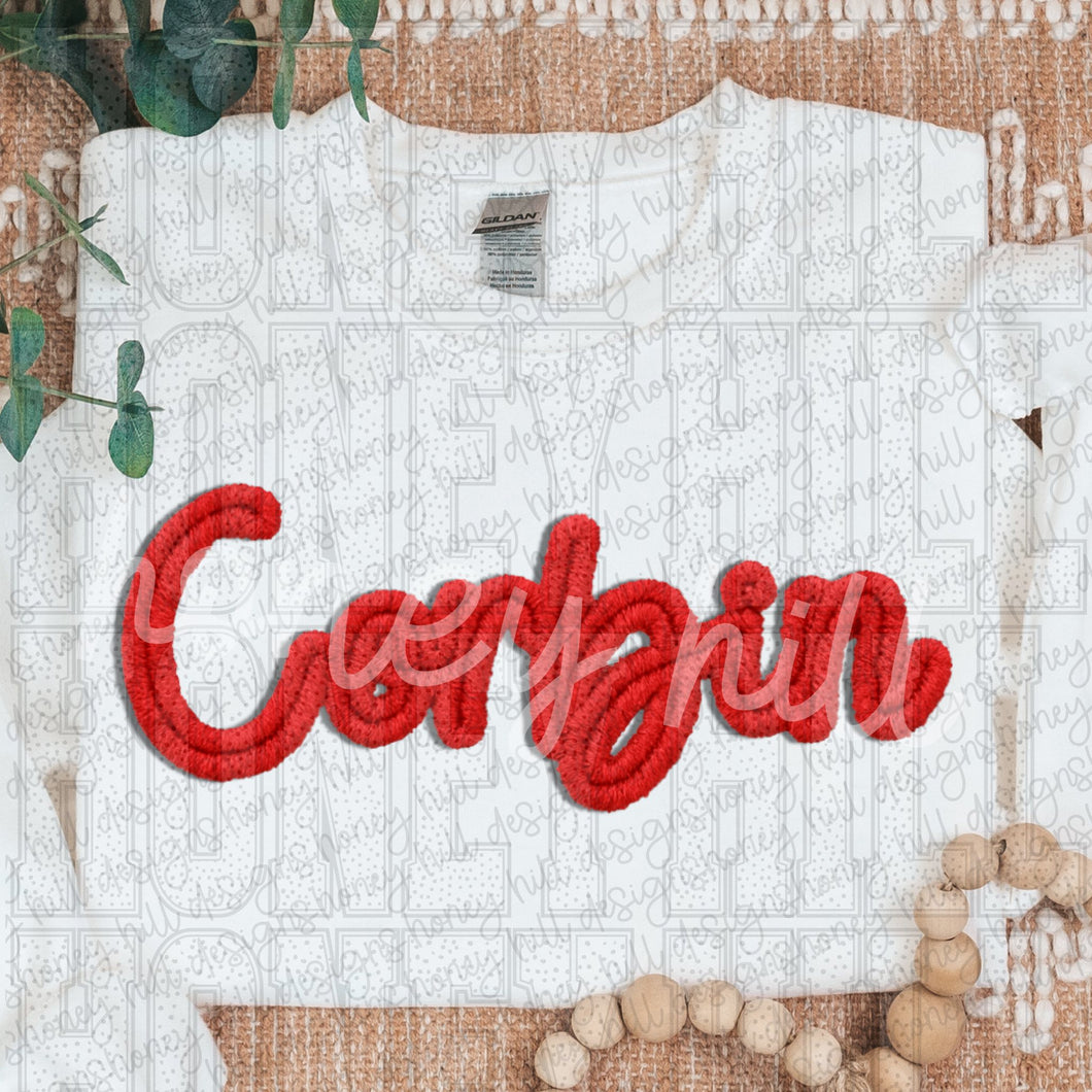 Corbin Cursive Faux Yarn