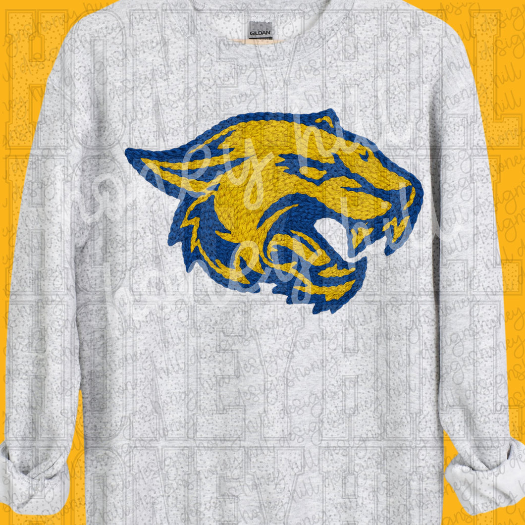 KC Panther Blue and Gold Yarn Faux