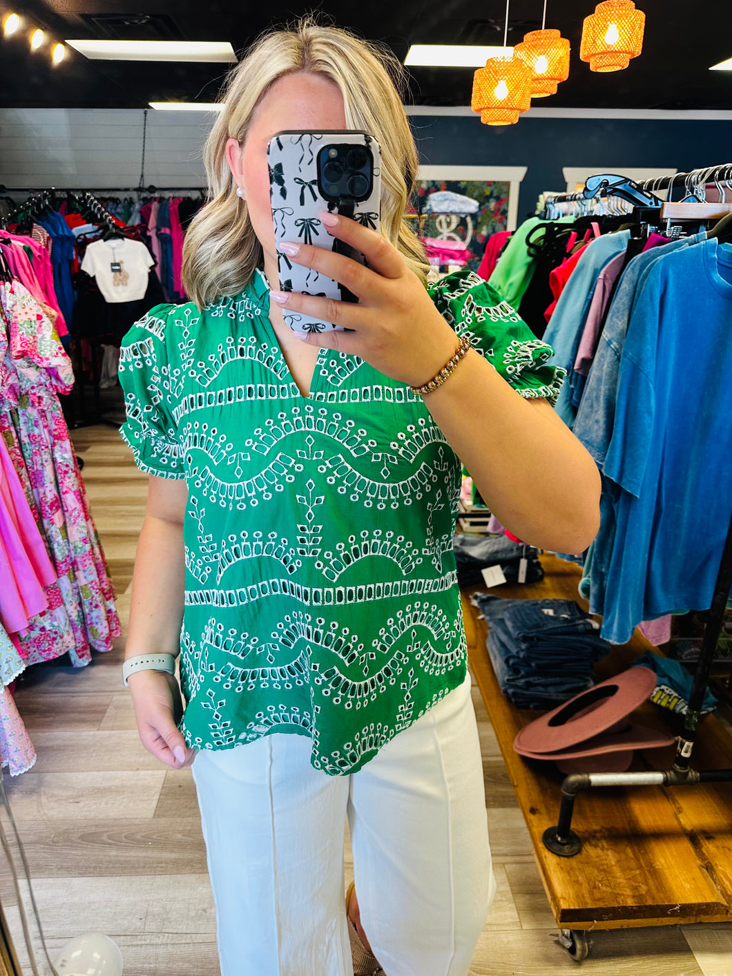 Green Aztec Top