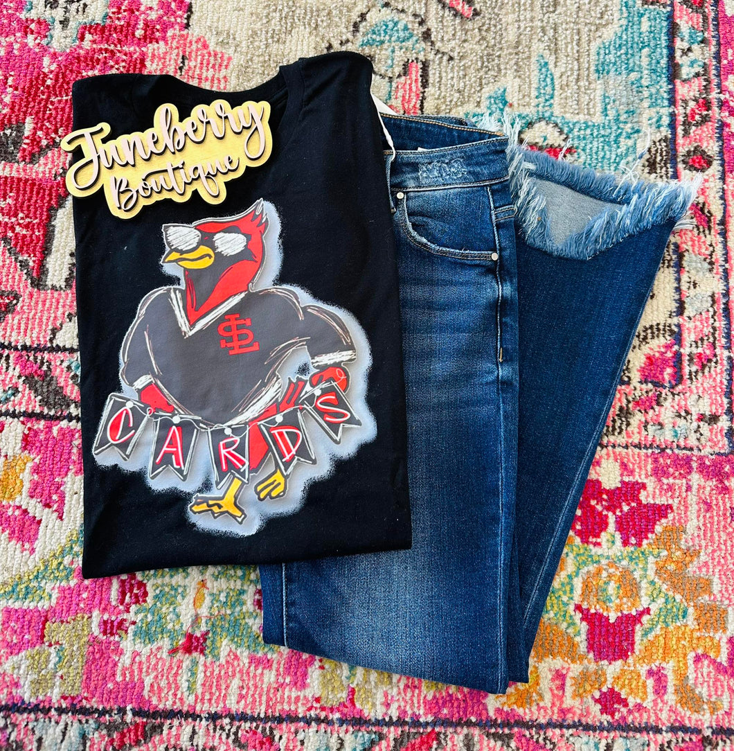 Cardinal Mascot with Cards Banner