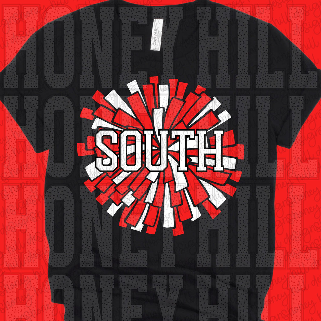 Black Shirt South Laurel Cheer Pom Pom
