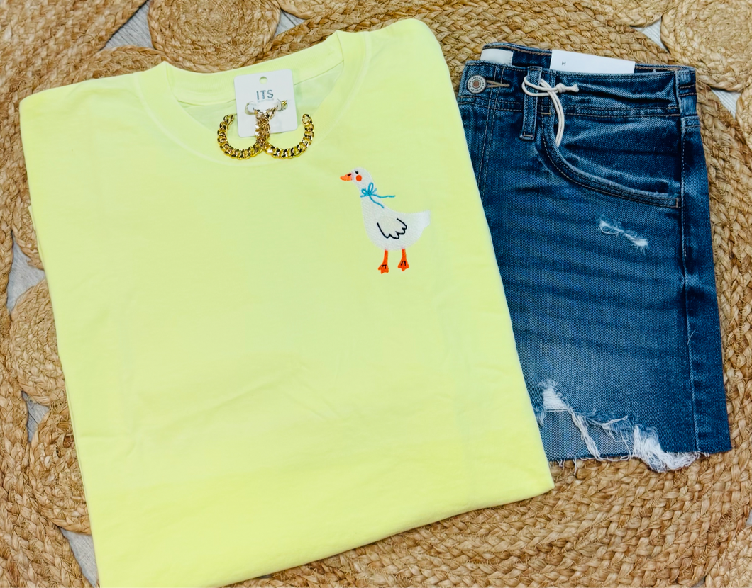 Embroidered pocket goose tee