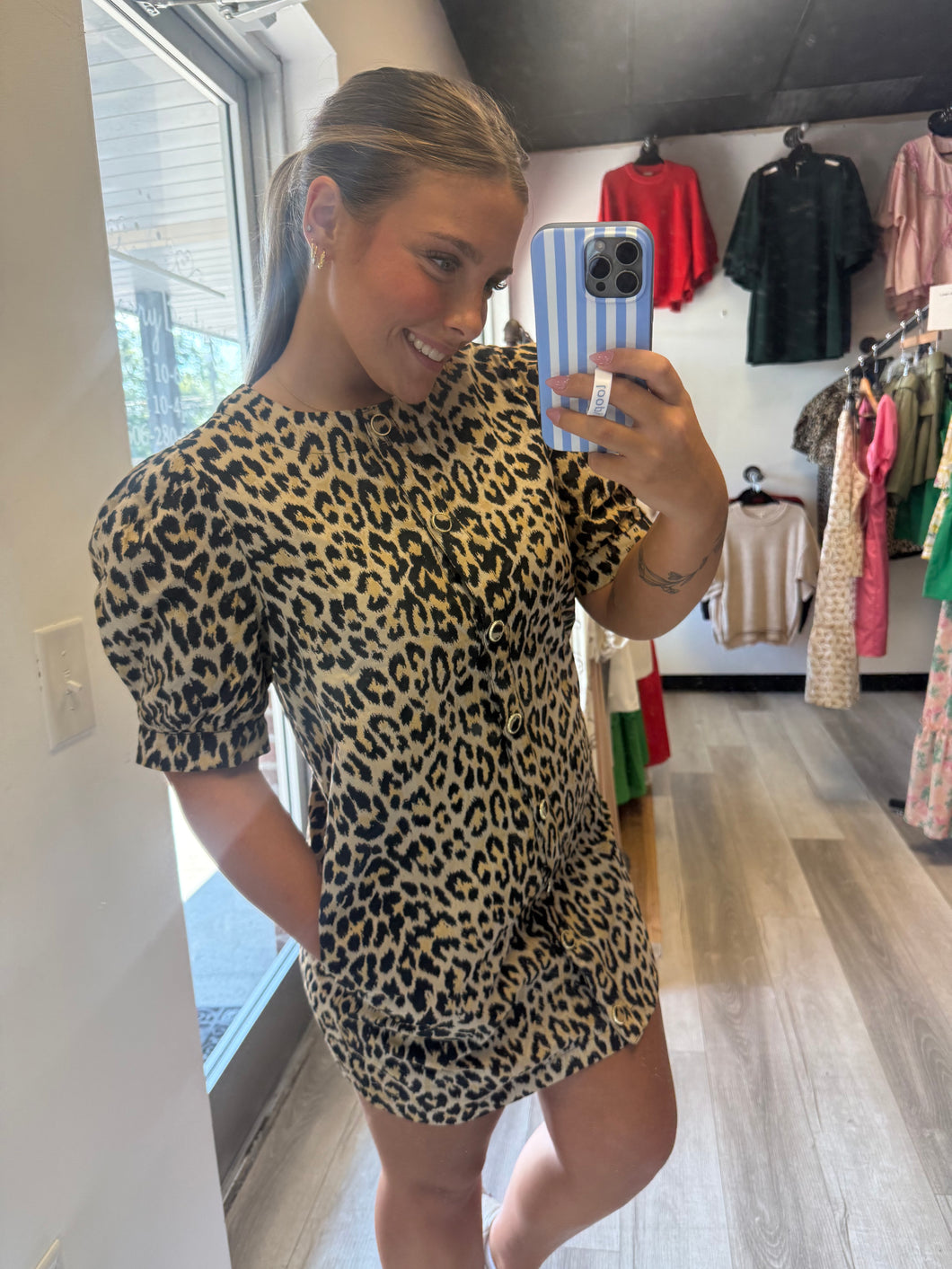 Cheetah puff sleeve dress