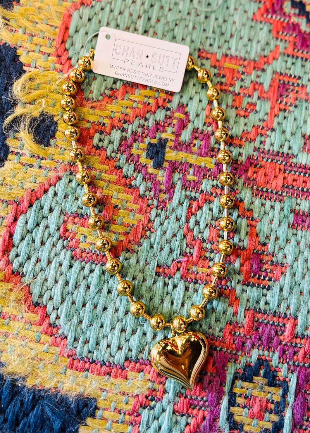 Chan Sutt Ball Necklace w/ Heart Pendant