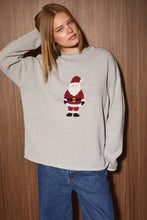 Load image into Gallery viewer, Santa Graphic Rolled Mock Neck Knit Sweater: H GREY / L
