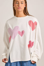 Load image into Gallery viewer, Red Heart Patchwork Sweatshirt – Valentine Pullover: RED / L
