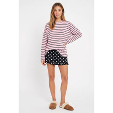 Load image into Gallery viewer, TF26-0464 - Long sleeve stripe tee with pocket: GREY/CREAM STRIPE / S-M-L(3-2-1)
