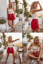 Load image into Gallery viewer, Gameday Ruffle Hem Polka Dot Poplin Shorts: BLUE/WHITE / M
