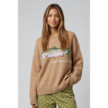 Load image into Gallery viewer, TF26-0628 - Fish sweater with "catch &amp; release" embroidery: CAMEL / S-M-L(3-2-1)
