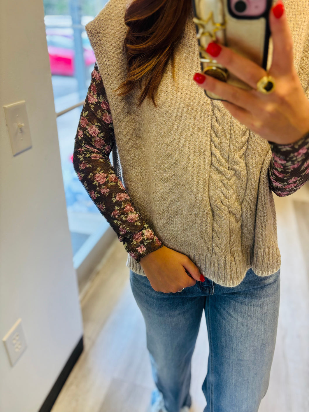 Brown Floral Lace Undertop