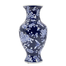 Load image into Gallery viewer, Dark Blue Chinoiserie Ceramic Vase 14"
