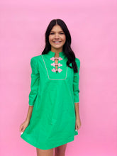 Load image into Gallery viewer, Mandarin Collar Contrast Frog Button Detail Dress
