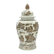 Load image into Gallery viewer, Brown &amp; White Landscape Chinoiserie Ceramic Jar 25"
