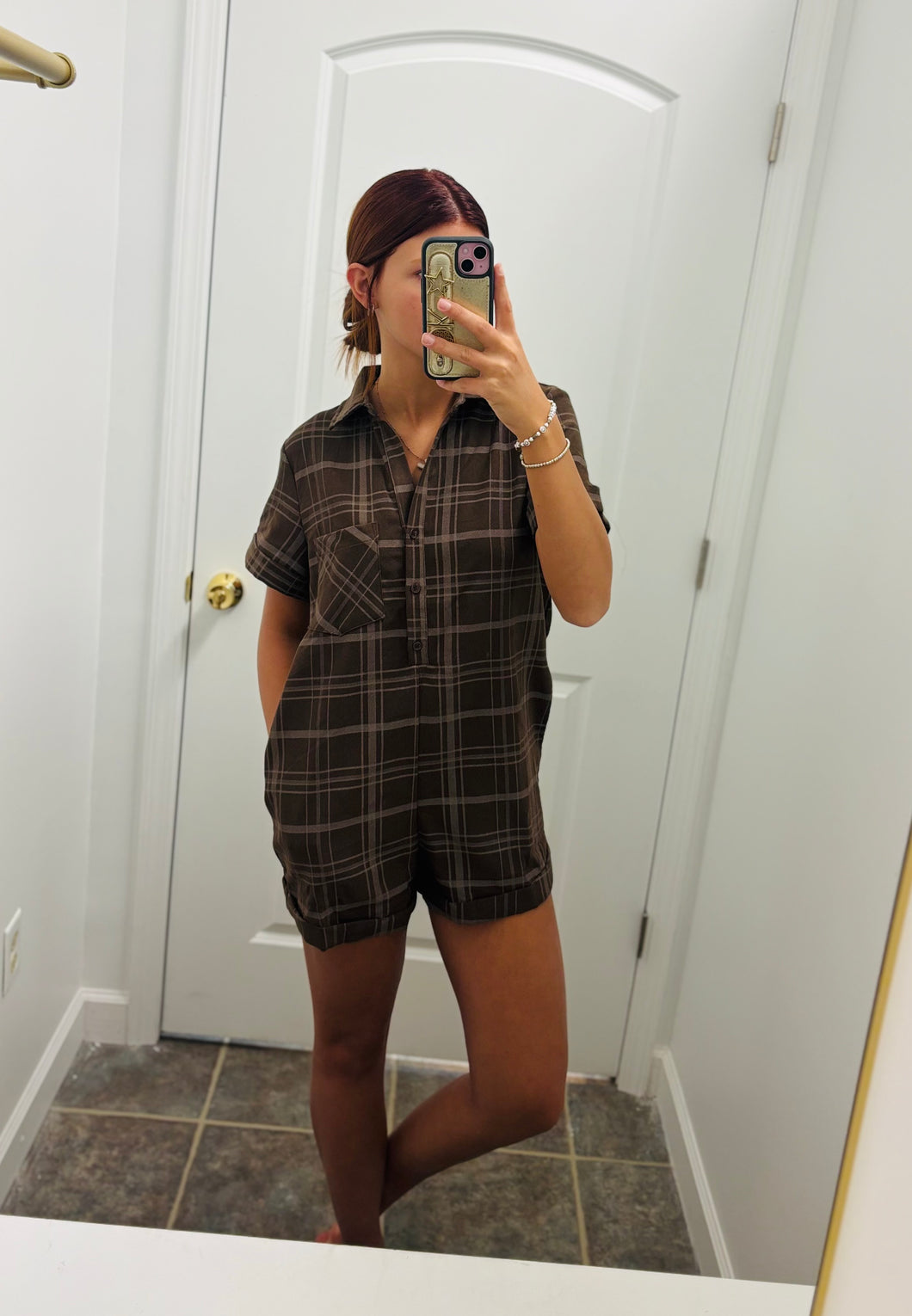 Mocha Grid Romper