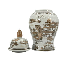 Load image into Gallery viewer, Brown &amp; White Landscape Chinoiserie Ginger Jar 14"
