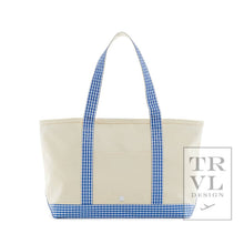 Load image into Gallery viewer, Medium Tote - Coated Canvas Gingham Royal Trim

