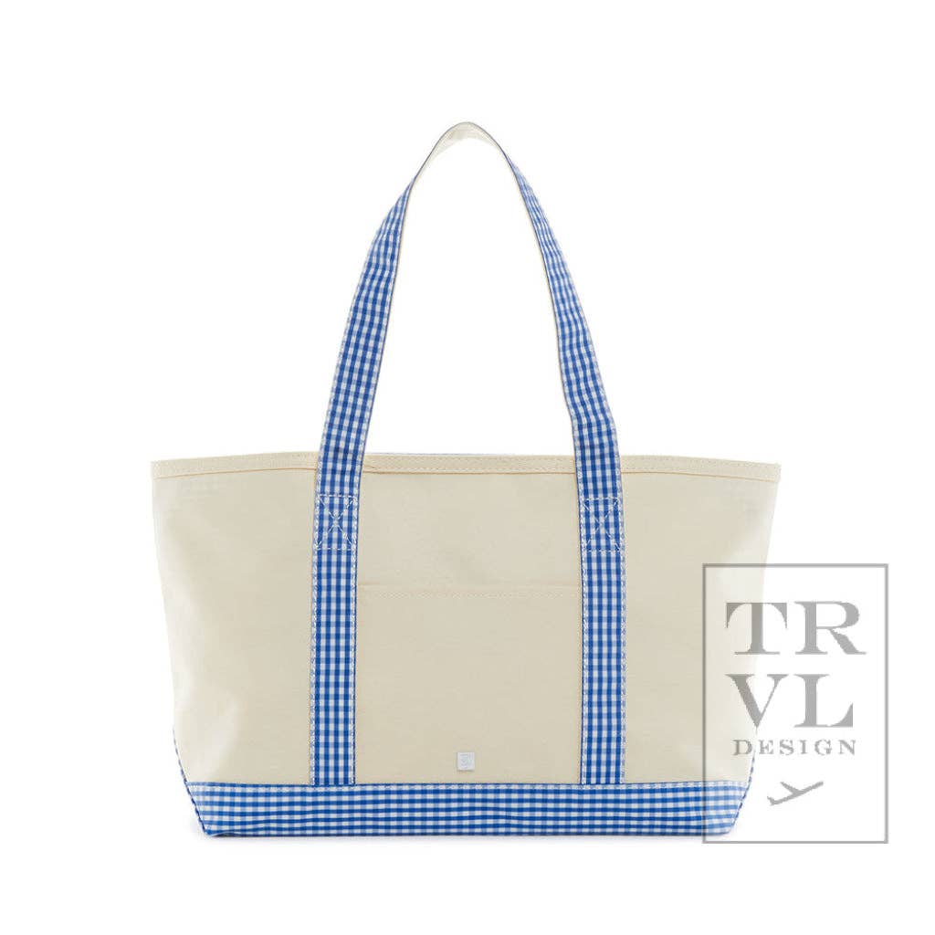 Medium Tote - Coated Canvas Gingham Royal Trim