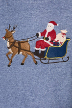 Load image into Gallery viewer, Santa Graphic Oversized Knit Crew Neck Sweater: DUSTY BLUE / XS

