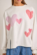 Load image into Gallery viewer, Red Heart Patchwork Sweatshirt – Valentine Pullover: RED / L
