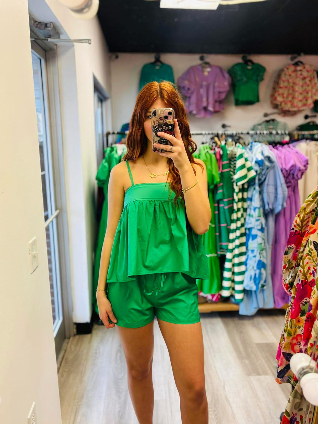 Green Shorts Set