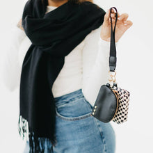 Load image into Gallery viewer, Wonderlust Woven Dual Pouch Wristlet: Black Checkered
