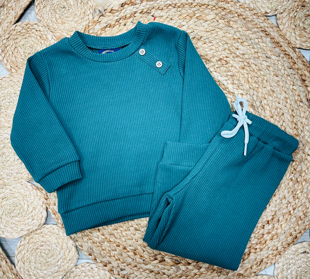 Forrest green ribbed set