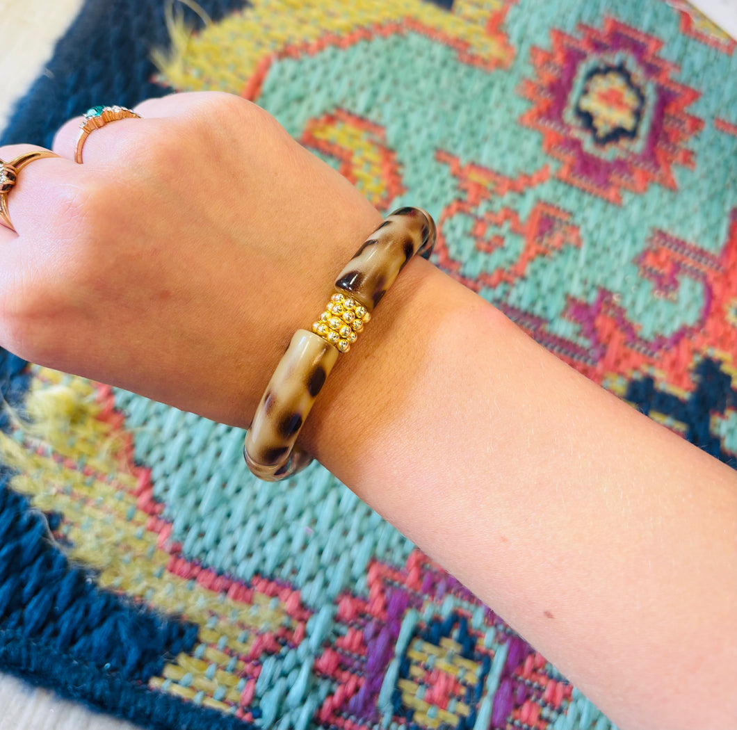 Tortoise Print Chain Bubble Bracelet