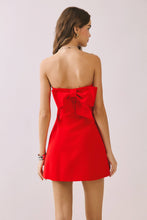 Load image into Gallery viewer, Strapless Tailored Fit and Flare Bow Detail Dress

