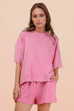 Load image into Gallery viewer, Mineral Washed Knit Casual Top &amp; Shorts: BLACK
