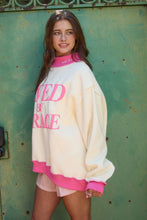 Load image into Gallery viewer, IT2594P-SAVEDBYGRACE | Saved by Grace Puff Print Sweatshirt: CREAM / PINK / S/M-L/XL (3-3)
