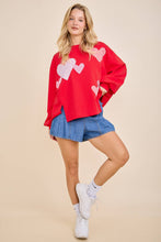 Load image into Gallery viewer, Red Heart Patchwork Sweatshirt – Valentine Pullover: RED / S

