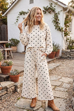 Load image into Gallery viewer, (Original Design) Heavy Scuba Polka Dot Long Sleeve Set: CREAM/BLACK / M

