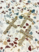 Load image into Gallery viewer, Brown Satin Scarf Necklace: Chunky Cross
