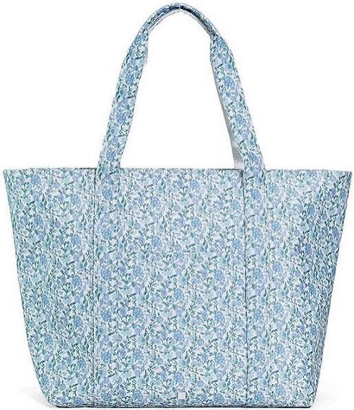Blue floral tote bag