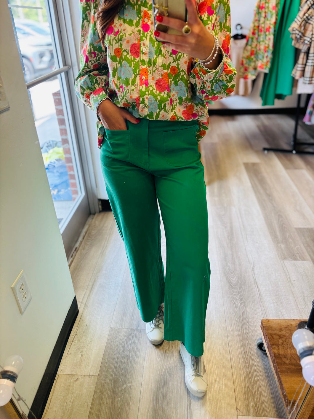 Green High Rise Pants