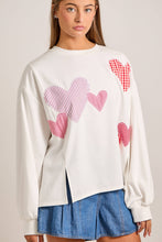 Load image into Gallery viewer, Red Heart Patchwork Sweatshirt – Valentine Pullover: RED / S
