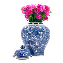 Load image into Gallery viewer, Floral Chinoiserie Ceramic Ginger Jar 12": Blue
