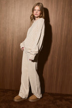 Load image into Gallery viewer, Striped Knit Sweater and Wide Leg Pant Set: GREEN-DK RED STRIPE / XS

