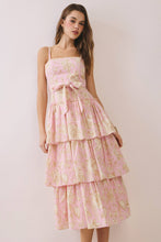 Load image into Gallery viewer, Floral Print Square Neck Tiered Ruffle Midi Dress
