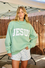 Load image into Gallery viewer, 'JESUS' Embroidered Mock Neck Sweatshirt
