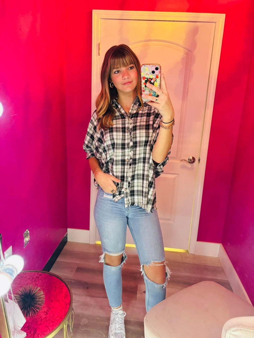 Black flannel top