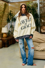 Load image into Gallery viewer, IT2594P-SAVEDBYGRACE | Saved by Grace Puff Print Sweatshirt: CREAM / PINK / S/M-L/XL (3-3)
