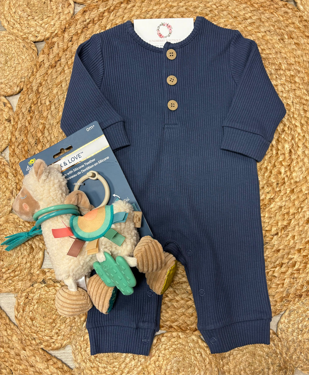 Blue ribbed onesie