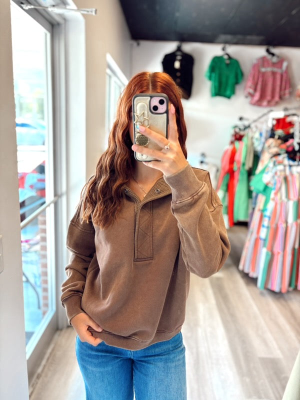 Quarter Button Down Sweatshirt