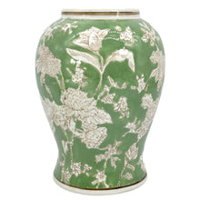 Load image into Gallery viewer, Green &amp; White Chinoiserie Ginger Jar 14"
